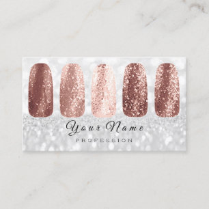 Nails Art Glitter Silver Grey Rose Gold Skinny Business Card