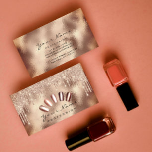 Nails Art Glitter Skinny Rose Gold  Manicure Drips Business Card