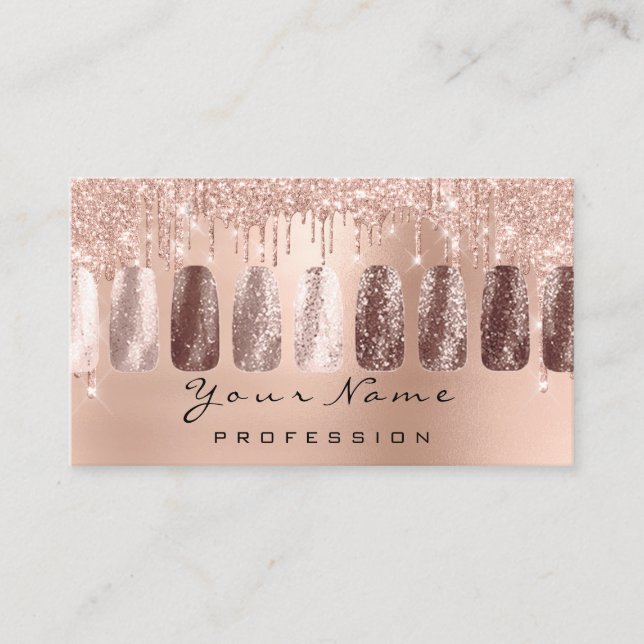 Nails Art Glitter Skinny Rose Manicure Makeup Business Card (Front)