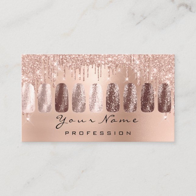 Nails Art Glitter Skinny Rose Manicure Makeup Business Card (Front)
