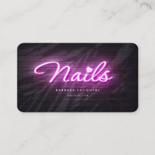 Nails Art Manicure Beauty Salon Neon Pink Purple Business Card