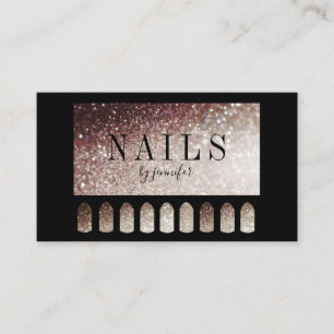 Nails Artist Elegant Black Silver Rust Business Card