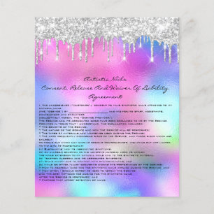 Nails Artist Liability Waiver Rose Pink Silver Flyer
