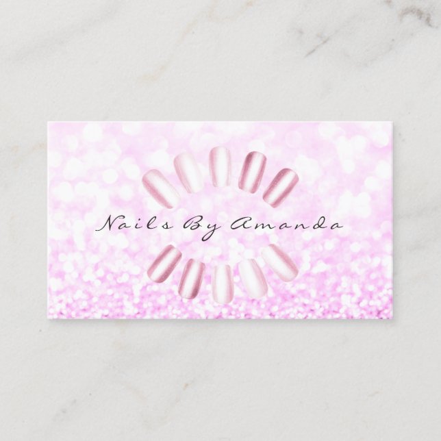 Nails Artist Makeup Glitter Pink Appointment Card (Front)