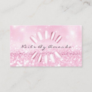 Nails Artist Manicure Glitter Pink Appointment Card