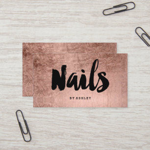 Nails artist modern typography FAUX rose gold Business Card