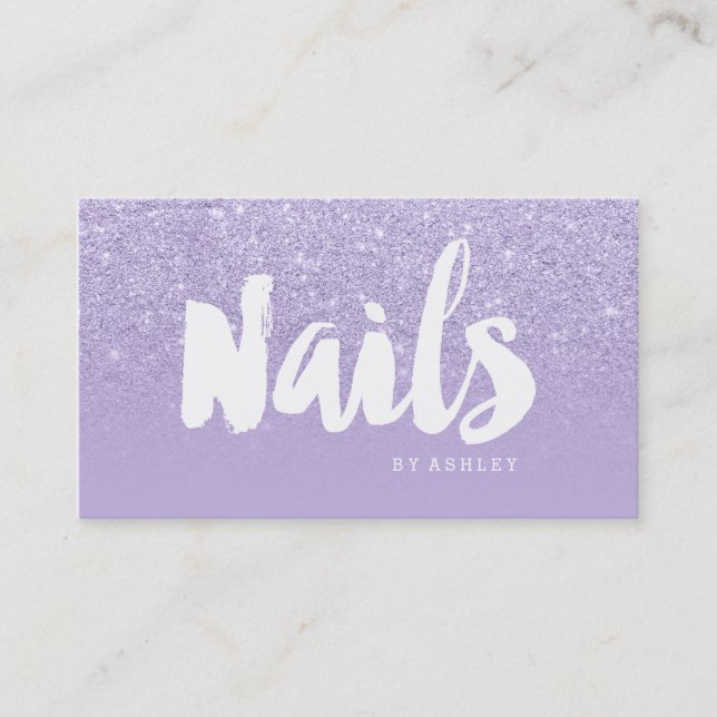 Nails artist modern typography lavender purple business card (Front)