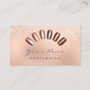 Nails Artist Pink Pearly Rose Gold Glitter Bronze Business Card