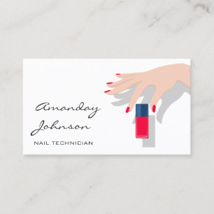 Nails Artist Studio Red Manicure Pedicure White Business Card