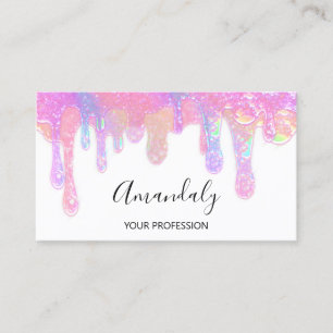 Nails Beauty Logo Drips Holograph Pink Soap Business Card