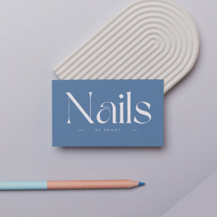 Nails Bold Typography Dusty Blue  Business Card