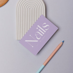 Nails Bold Typography Lilac Purple Business Card