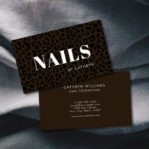 Nails Brown Animal Print Nail Technician Business Card
