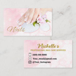 Nails Business Cards Manicure Minimalist Pink 