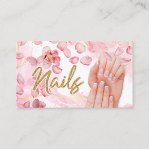 Nails Business Cards Manicure Minimalist Pink 