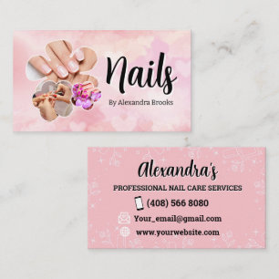 Nails Business Cards Personalised Minimalist Pink