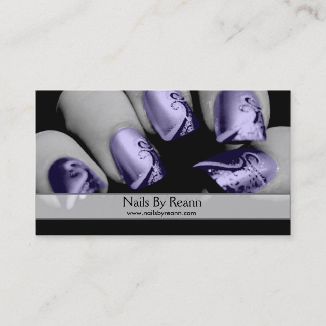 Nails By Reann (Purple Nails) Business Card (Front)