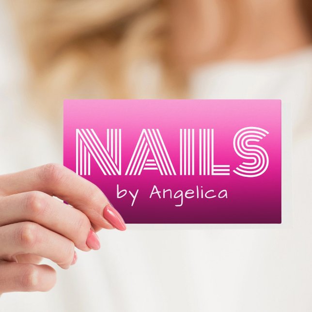 Nails by Retro Vintage Pink Gradient Business Card (Creator Uploaded)