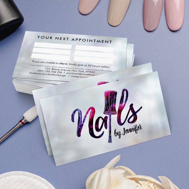 Nails by - Text logo Drawing Glitter Nail Polish Business Card (Creator Uploaded)