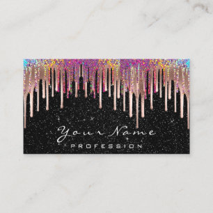 Nails  Makeup Artist Holograph Rose Black Business Card