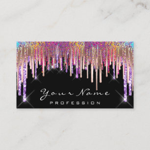 Nails Makeup Artist Holograph Rose Drips Glitter Business Card