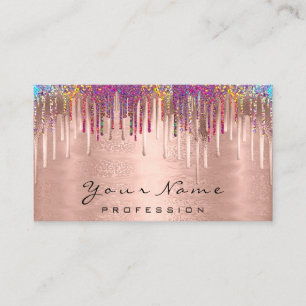 Nails  Makeup Artist Holograph Rose Gold Business Card