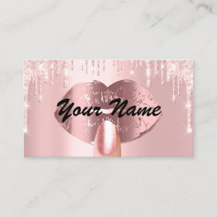 Nails Makeup Artist Rose Drips Kiss Lips Pink VIP Business Card