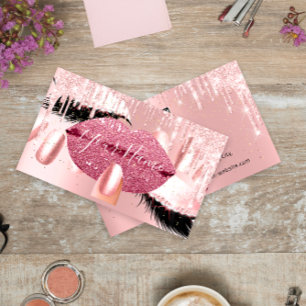 Nails Makeup Artist Rose Kiss Lip Lash QRCODE Logo Business Card