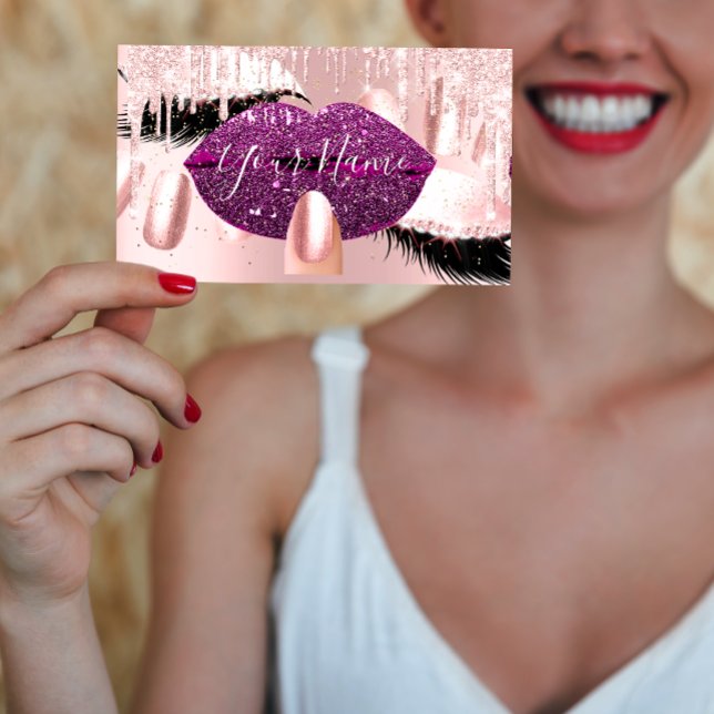Nails Makeup Artist Rose PurpleKiss Lips Pink Lash Business Card (Creator Uploaded)