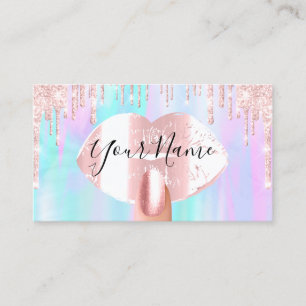 Nails Makeup Holograph Drips Kiss Lips Luminous Business Card