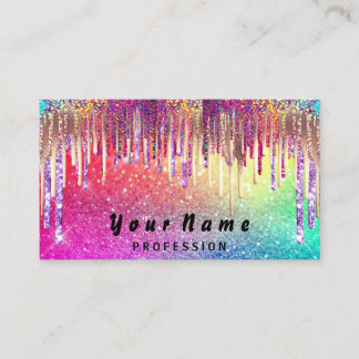 Nails Makeup Lashes Holograph Drips Rainbow Business Card