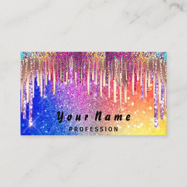 Nails  Makeup Lashes Holograph Hot Rainbow Business Card (Front)