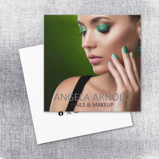 Nails Makeup Specialist Beauty Salon Square Business Card (Creator Uploaded)