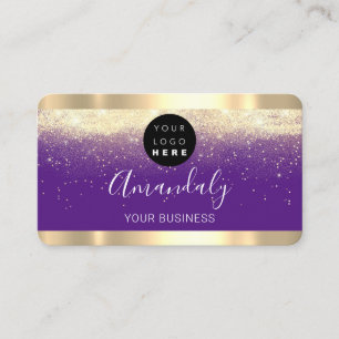 Nails Makeup Stylist Gold Purple Violet Logo Business Card