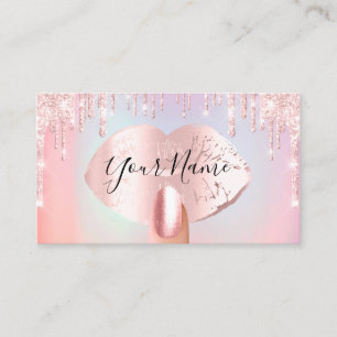 Nails Manicure Makeup Artist Rose Drip Lips Blush  Business Card