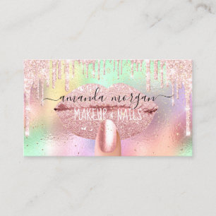 Nails Manicure Makeup Holograph Lips Glitter Rose Business Card