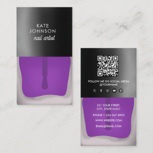 Nails Manicure Pedicure Beauty Nail Artist QR Code Business Card