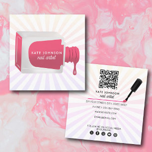 Nails Manicure Pedicure Beauty Nail Artist Retro Square Business Card
