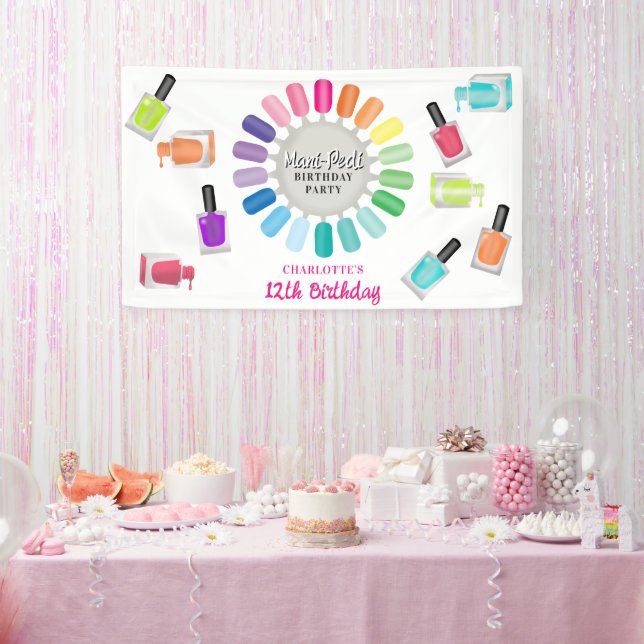 Nails Manicure Pedicure Mani Pedi Girls Birthday Banner (Party)