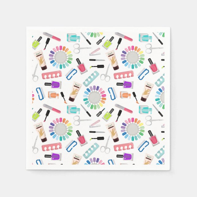 Nails Manicure Pedicure Mani Pedi Girls Birthday Napkin (Front)