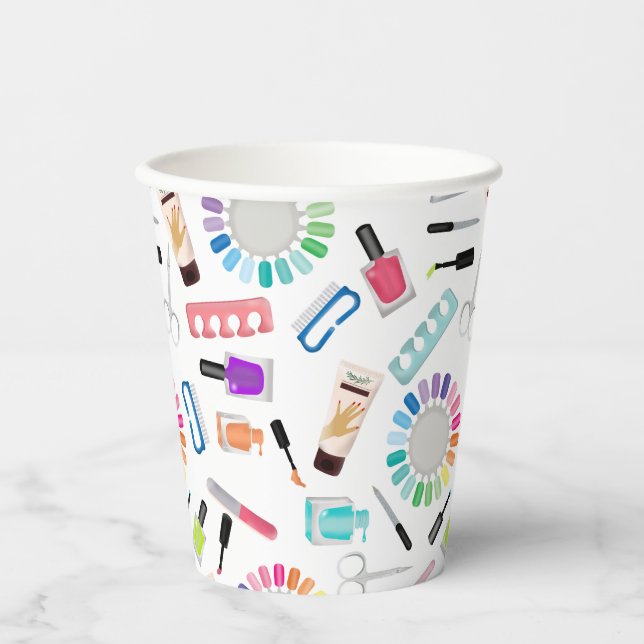 Nails Manicure Pedicure Mani Pedi Girls Birthday Paper Cups (Front)