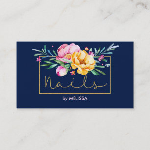 Nails-Modern Colourful Flowers Bouquet Business Card