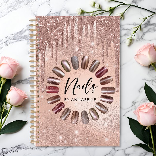 Nails Modern Rose Gold Glitter Drips Appointments Planner (Creator Uploaded)
