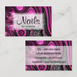 Nails Nail Artist Pedicure NailArt Purple Black Business Card