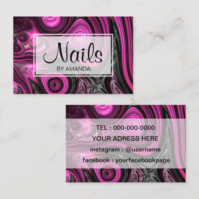 Nails Nail Artist Pedicure NailArt Purple Black Business Card (Front/Back)