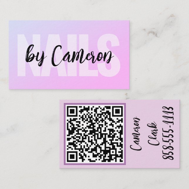NAILS Nail Technician Professional Purple Pink  Business Card (Front/Back)