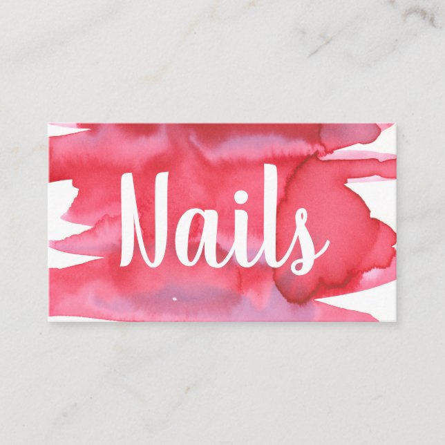 Nails Nail Technician Watercolor  Business Card (Front)