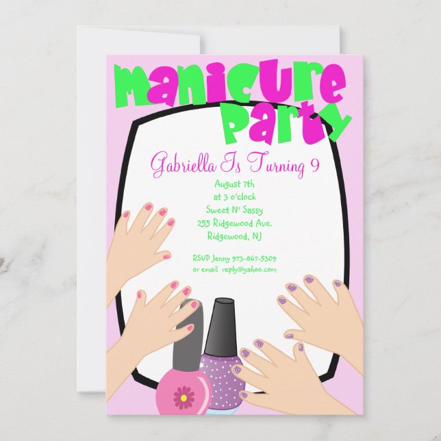 Nails, Nails, Nails Manicure Spa Birthday Party Invitation (Front)