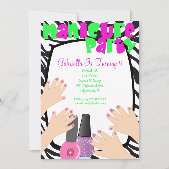 Nails, Nails, Nails Manicure Spa Birthday Party Invitation (Front)