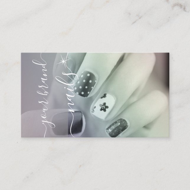 Nails Photo Template Calligraphy Signature Elegant Business Card (Front)